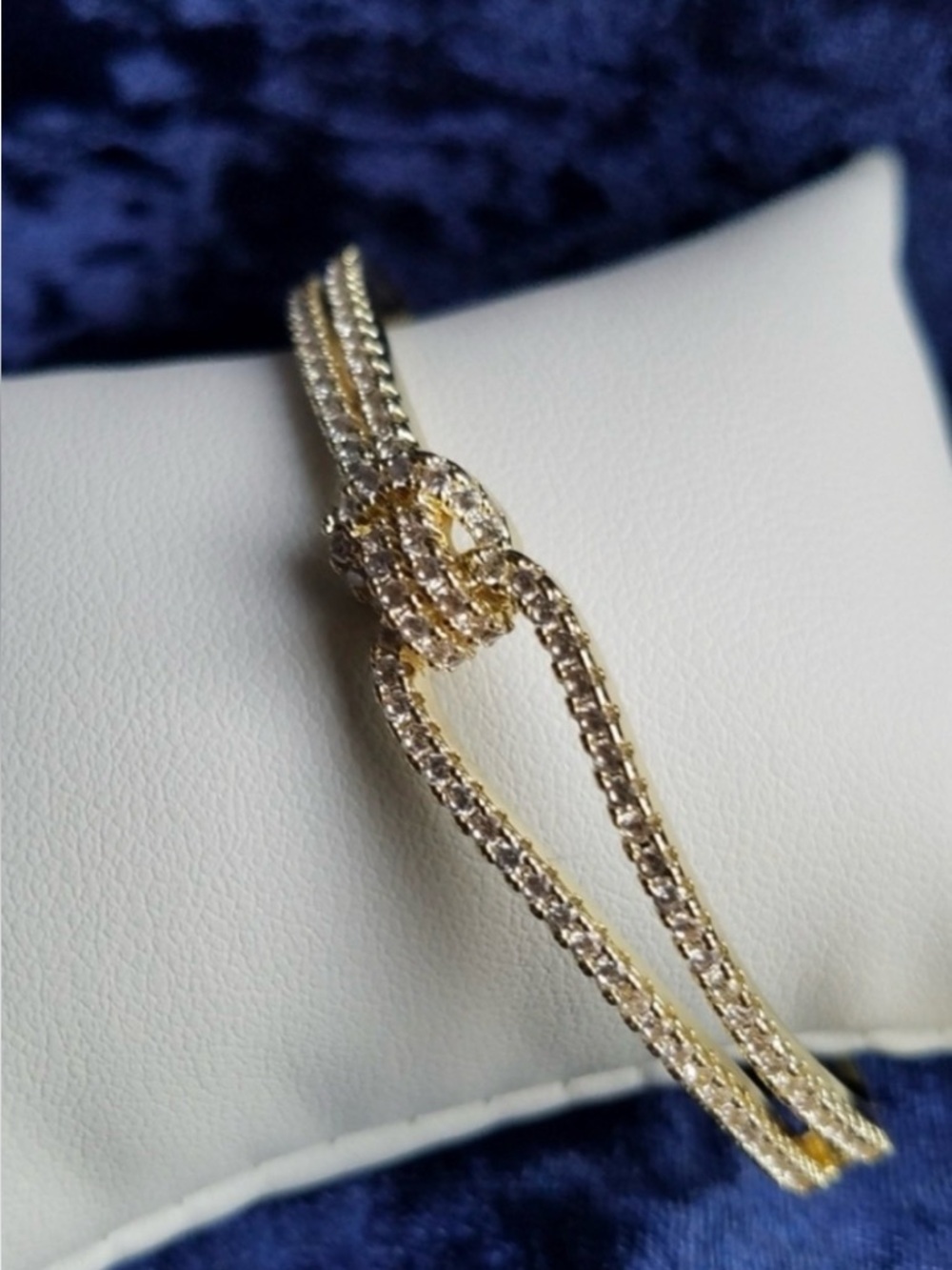 Swarovski Elements Gold Plated Contemporary Open Cuff Knot Bracelet NEW